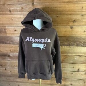 Brown Algonquin hoodie with embroidered details